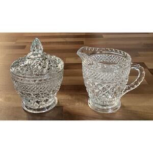 Vintage Anchor Hocking Wexford Cream and Sugar Bowl & Lid
